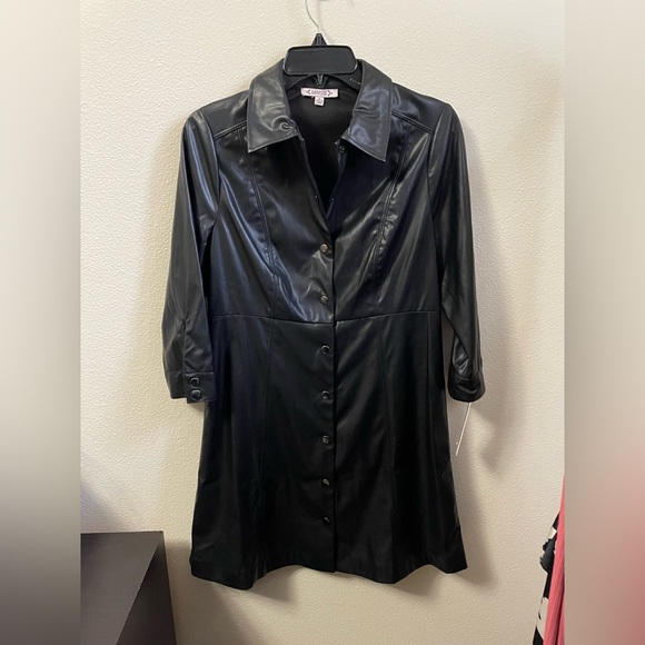 Nanette Lepore Leather Button Up Shirtdress - Picture 6 of 11